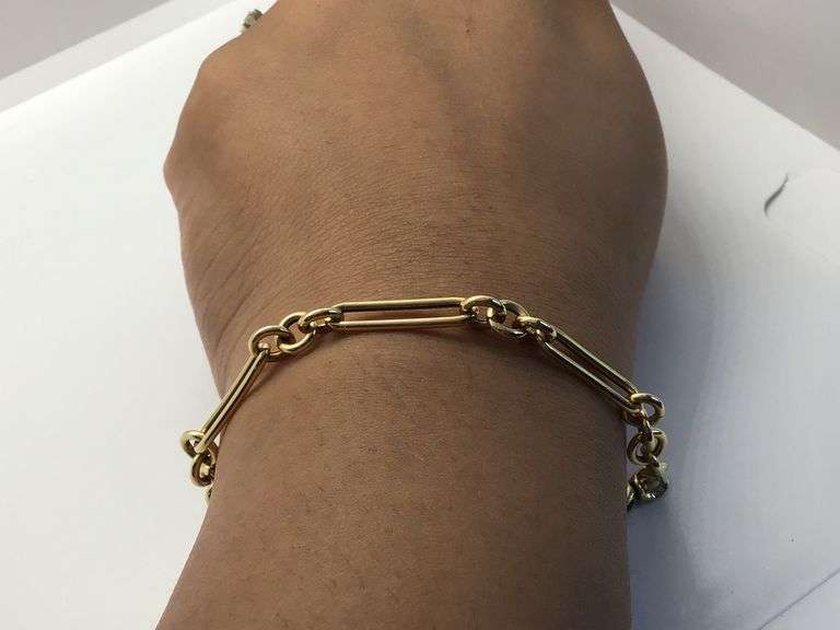 14K Yellow Gold Vintage Paper clip Link Bracelet