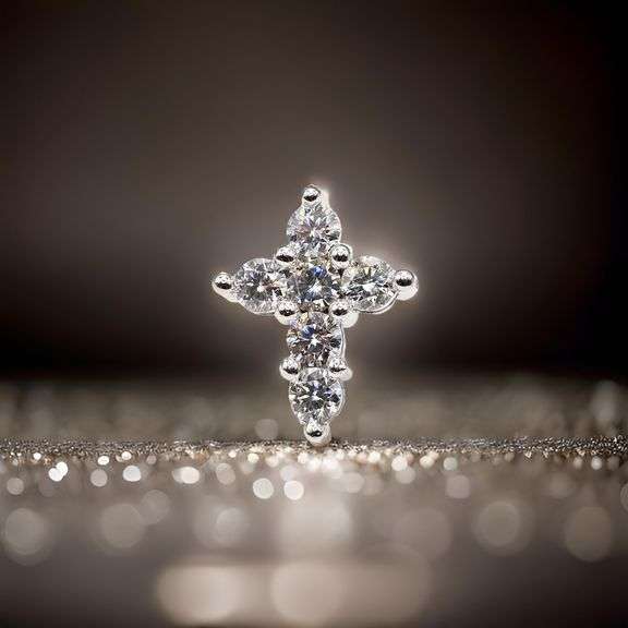 Sparkling 14 Kt White Gold Plated Simulated Diamond Cross Pendant