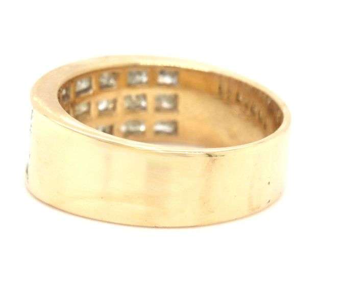 14kt Yellow gold 1ctw invisible set diamond wide band