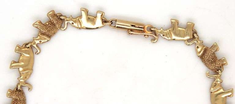 Neat 14K YG Elephant Link Bracelet