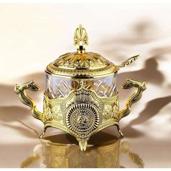 Gold Candy Dish with Glass Body