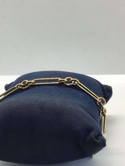 14K Yellow Gold Vintage Paper clip Link Bracelet
