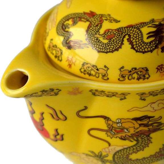 Emperor Yellow Porcelain Dragon Teapot