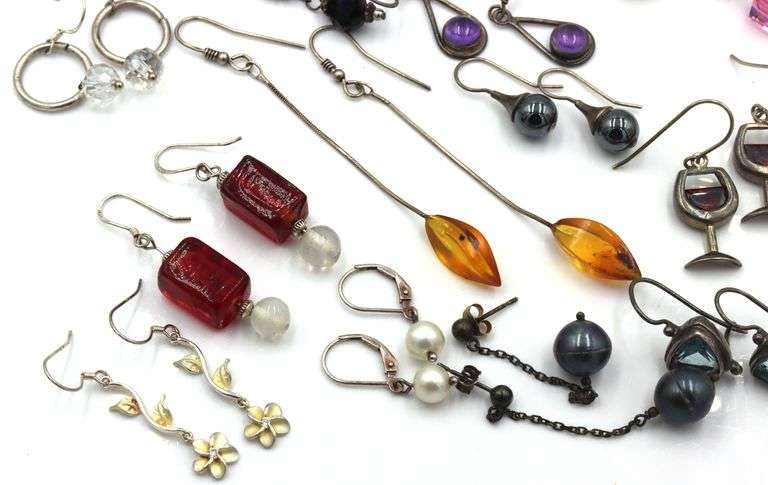 Group lot of vintage 925 sterling silver earrings