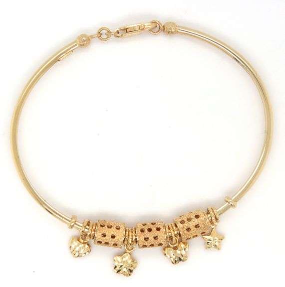 18kt Yellow gold charm bangle bracelet