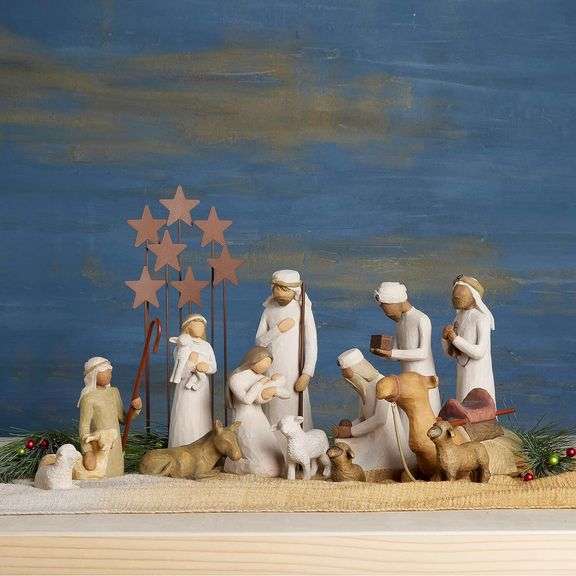 14-Piece Nativity Set with Three Wisemen and Metal Star