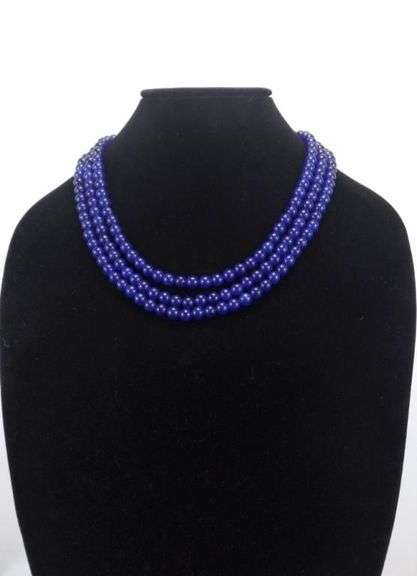 Gorgeous Natural 714 Ctw Natural Blue Sapphire 3 Strand Necklace