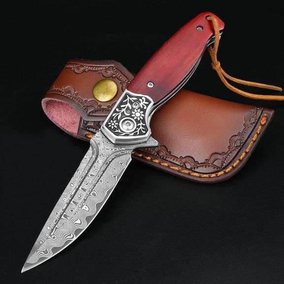 Damascus Steel Folding Pocket Knife