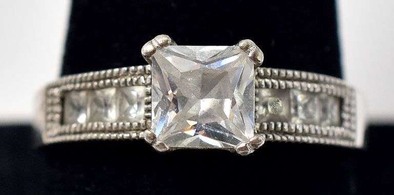 White Cz Band Ring in Sterling Silver