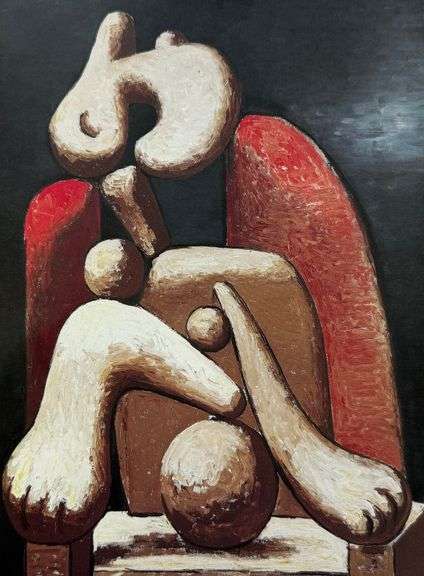 Vintage Pablo Picasso, Woman in a Red Armchair