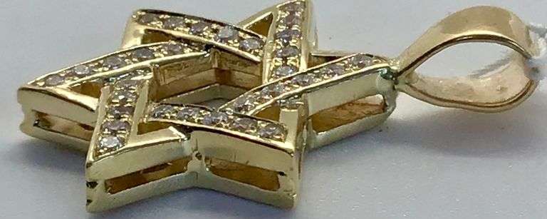 14K Yellow Gold Star of David Pendant