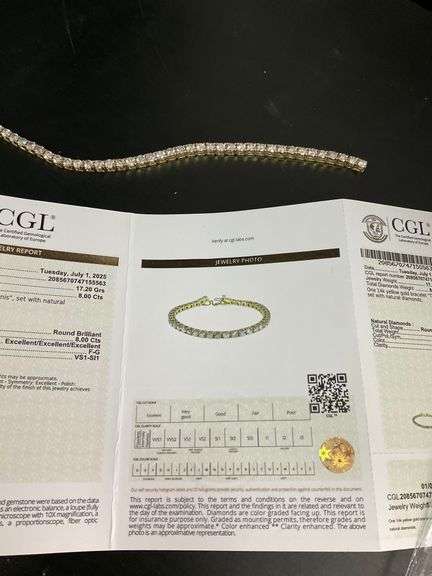 CERTIFIED 14K YELLOW GOLD DIAMOND TENNIS BRACELET