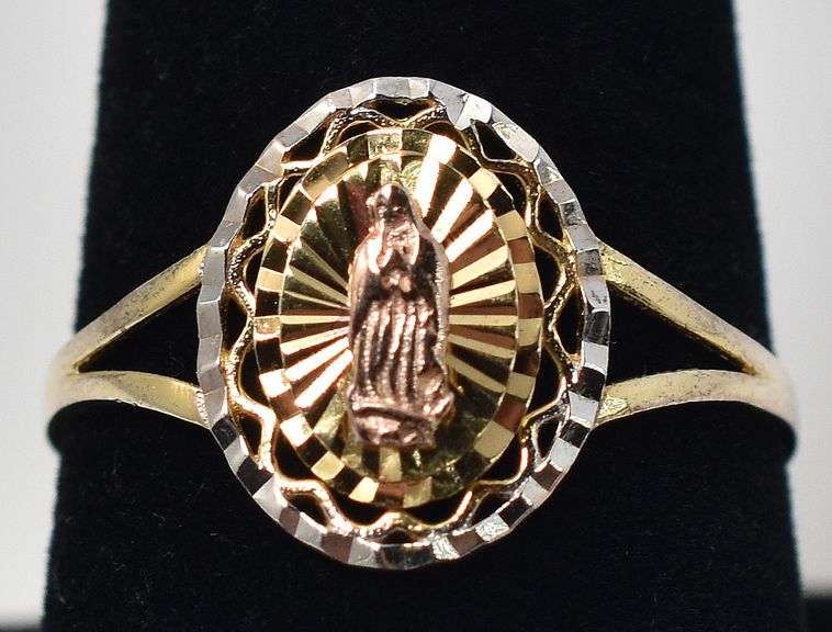 Vermeil Virgin Mary Ring in Sterling Silver