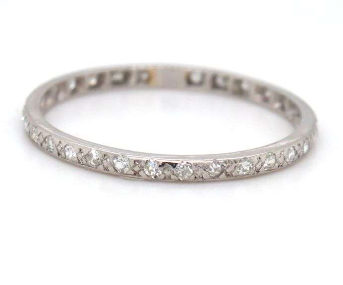 Antique 0.15ctw single cut diamond band in platinum