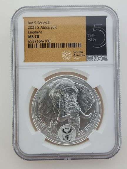2021 South Africa, 5 Rand 1 OZ. Silver - NGC MS70