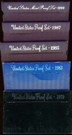 5 Different US Proof Sets in Original Packaging: 1979-1990