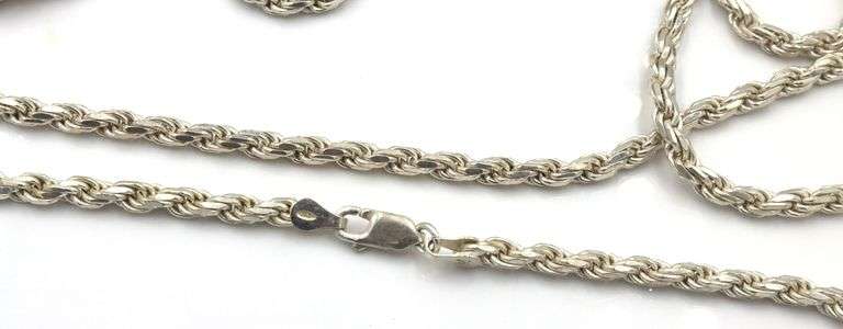 Italian 925 sterling silver rope chain necklace
