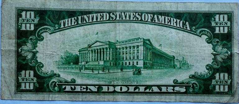 $10 Only Small Size 1928 US Gold Certificate