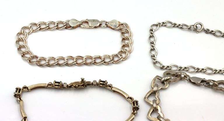 Group lot of vintage 925 sterling silver 6 bracelets