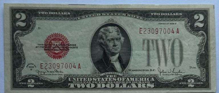 Almost Unc 1928 G $2 US Note