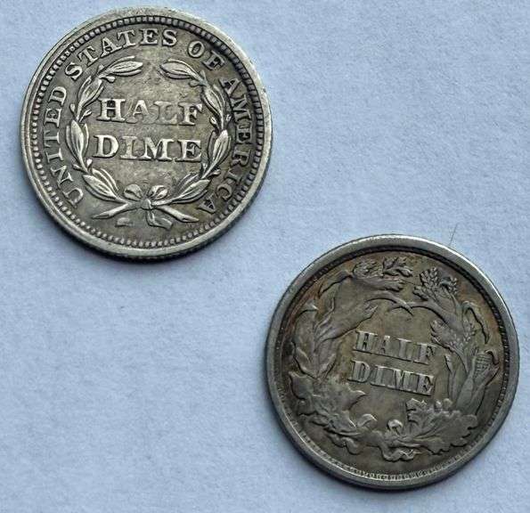 1872 & 1858 Seated Half Dimes
