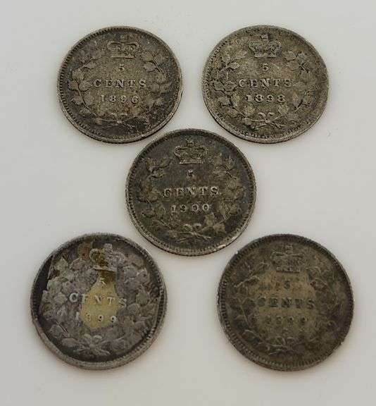 "Lot Of 5" Canadian 5 Cent Coins, See Description