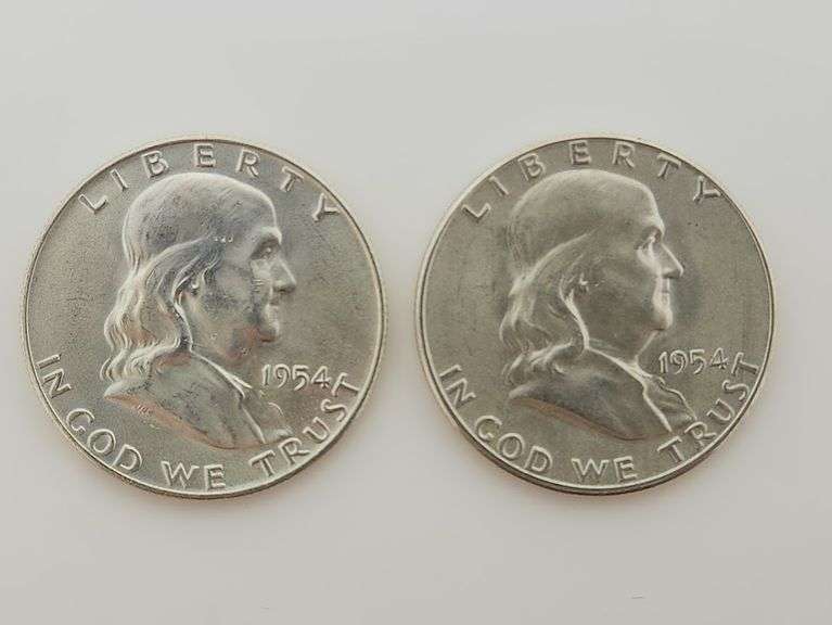 1954 D & 1954 S Franklin Half Dollars