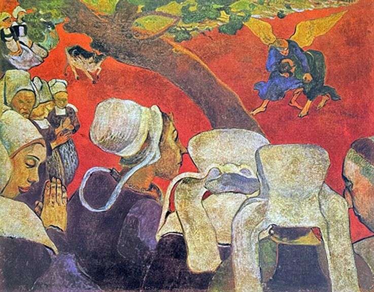Collectible Vintage Color Plate by Paul Gauguin Circa 1967. Paul Guaguin The Vision After the Sermon