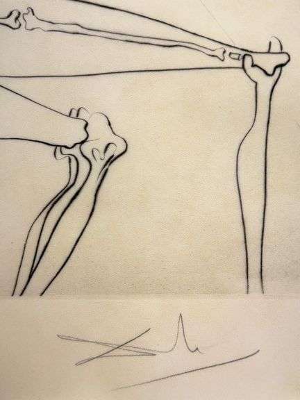 Rare Salvador Dali Pencil Signed Etching on Parchment Paper from 'Roi je t'attends à Babylone' suite