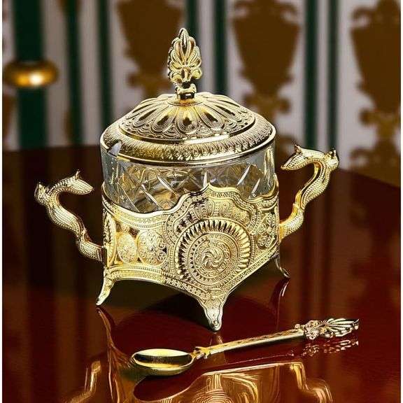 Gold Candy Dish with Glass Body