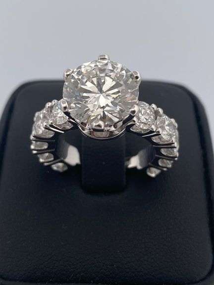 CERTIFIED BRAND NEW 14K WHITE GOLD DIAMOND ENGAGEMENT RING . 8.53 CARATS
