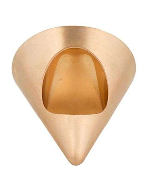 14.50ct Quartz Bezel Set Solitaire Italian Abstract Cone Style Ring in 18K