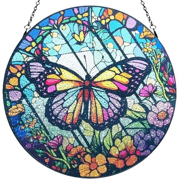 Butterfly Stained Glass Window Hanging Suncatcher