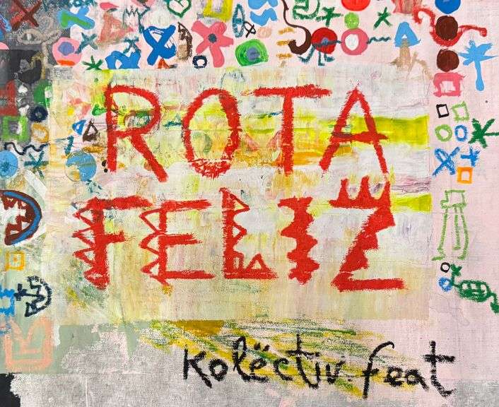 Spectacular Mixed-Media Unique Painting on Canvas by Kolectiv Feat / Luis Qunn, "Frida"
