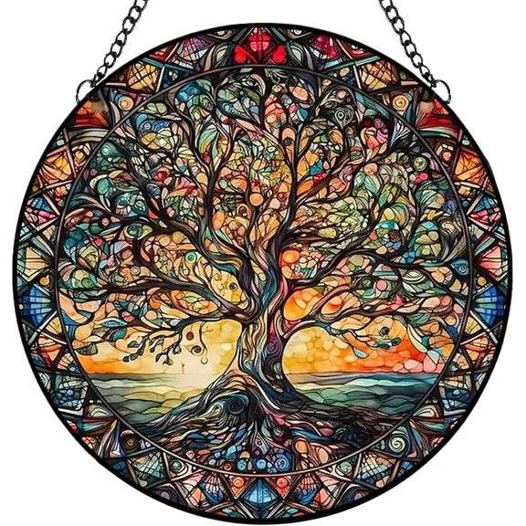 Handmade Tree of Life Stained Glass Suncatcher