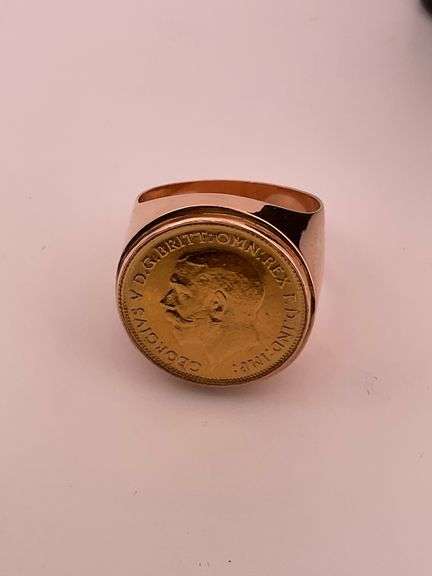 MEN'S CERTIFIED 22K GOLD COIN RING