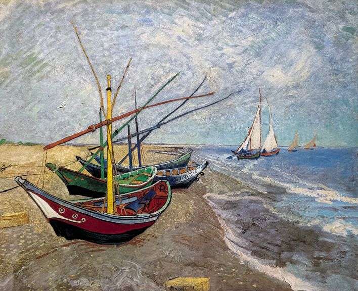 Collectible Vincent Van Gogh, Fishing Boats in a Beach, 1888