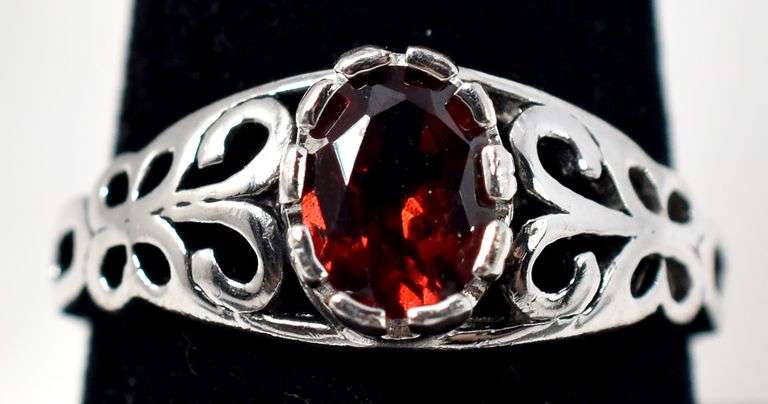 Red Garnet Gemstone Ring in Sterling Silver