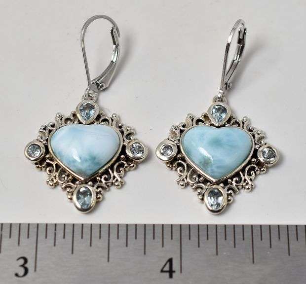 Lamare and Aquamarine Gemstone Dangle Earrings