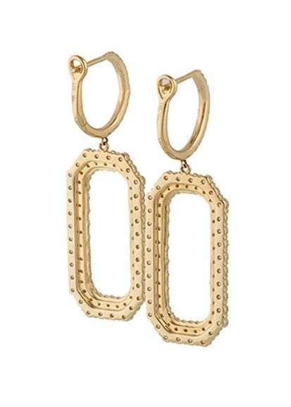 New 2.85ctw Diamond Open Rectangle Shaped Drop Earrings in 14K