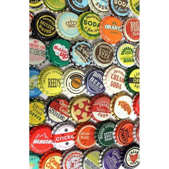 Lot of 100 Vintage and Vintage-Style Soda Bottle Caps