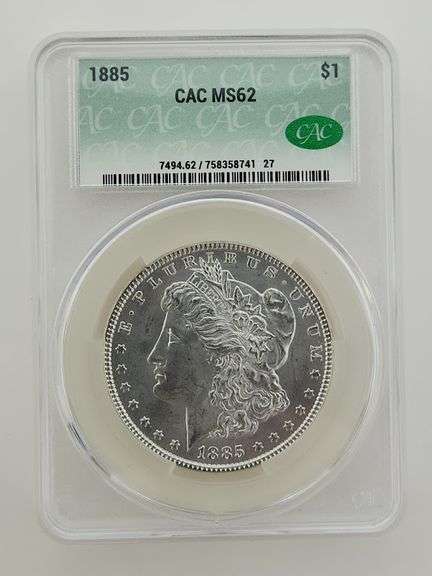 1885 Morgan Silver Dollar, CAC MS62