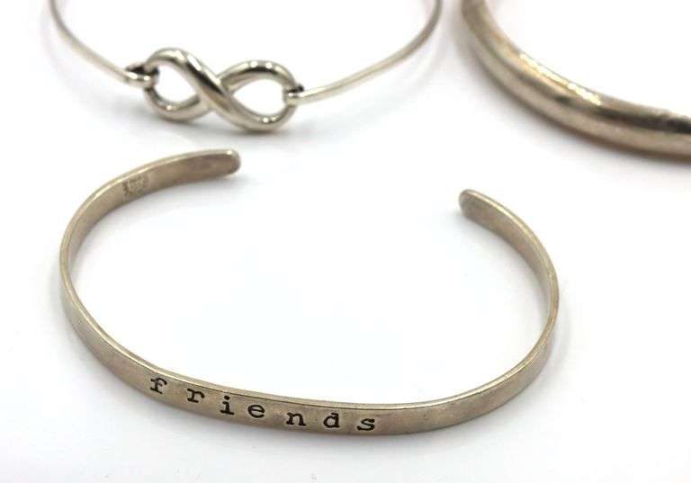 Vintage 925 sterling silver group lot of 6 cuff bangles