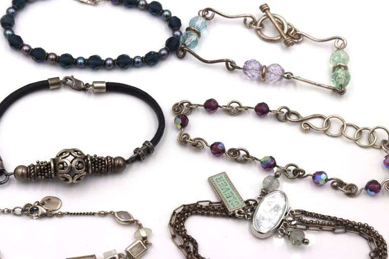 Group lot of 7 Vintage 925 sterling silver bracelets
