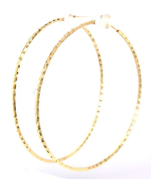 18kt Yellow gold diamond cut large hoop earrings
