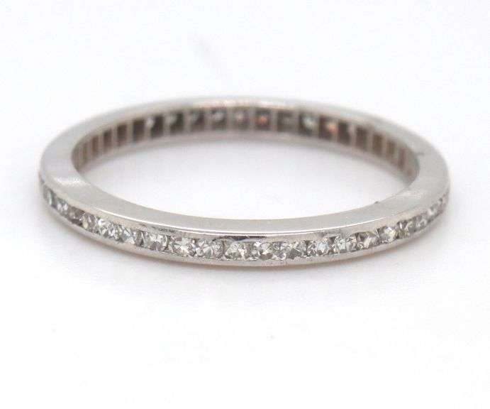 Vintage single cut diamond eternity band in platinum
