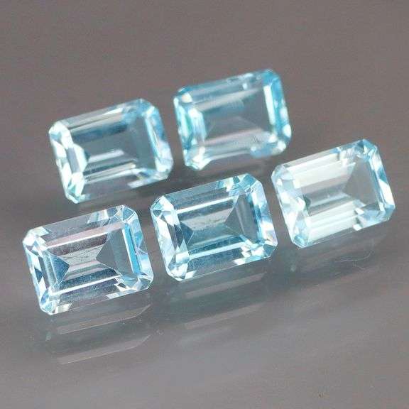 Matched! 5 piece 10ct full fire sky blue Topaz set