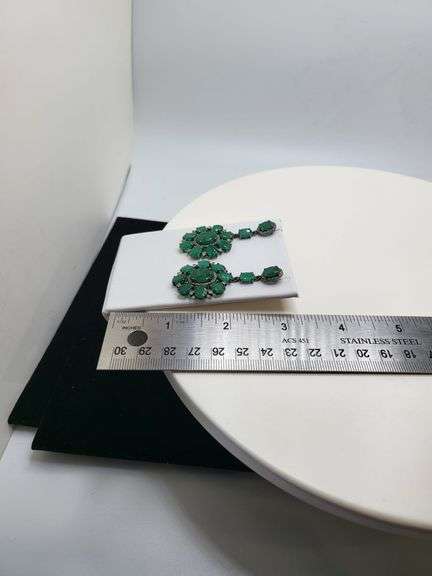 Handmade Elegant Earrings with 12.0ct Natural Colombian Emeralds & 1.5ct Diamond Accents