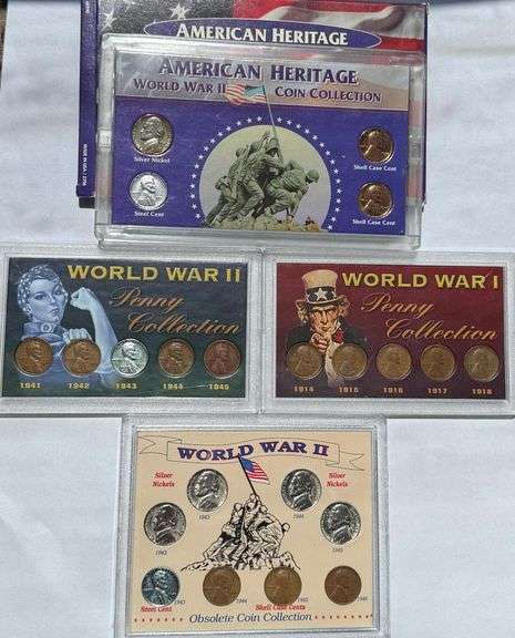 Four World War 1 &11 Penny and Nickel Sets