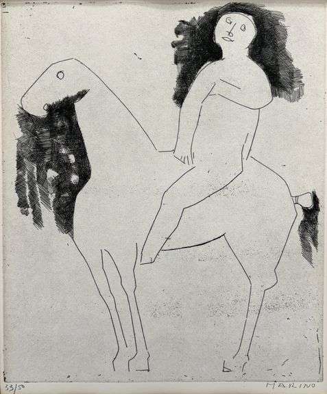 Rare Marino Marini Signed Etching Edition of 50, 1970